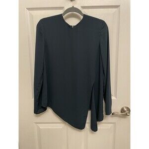 Aritzia Babaton Shirt Womens XS Green Long Sleeve Asymmetric Hem Blouse